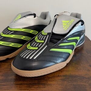 Adidas Black and Neon Green with Silver Highlights. Indoor Soccer Shoes #02